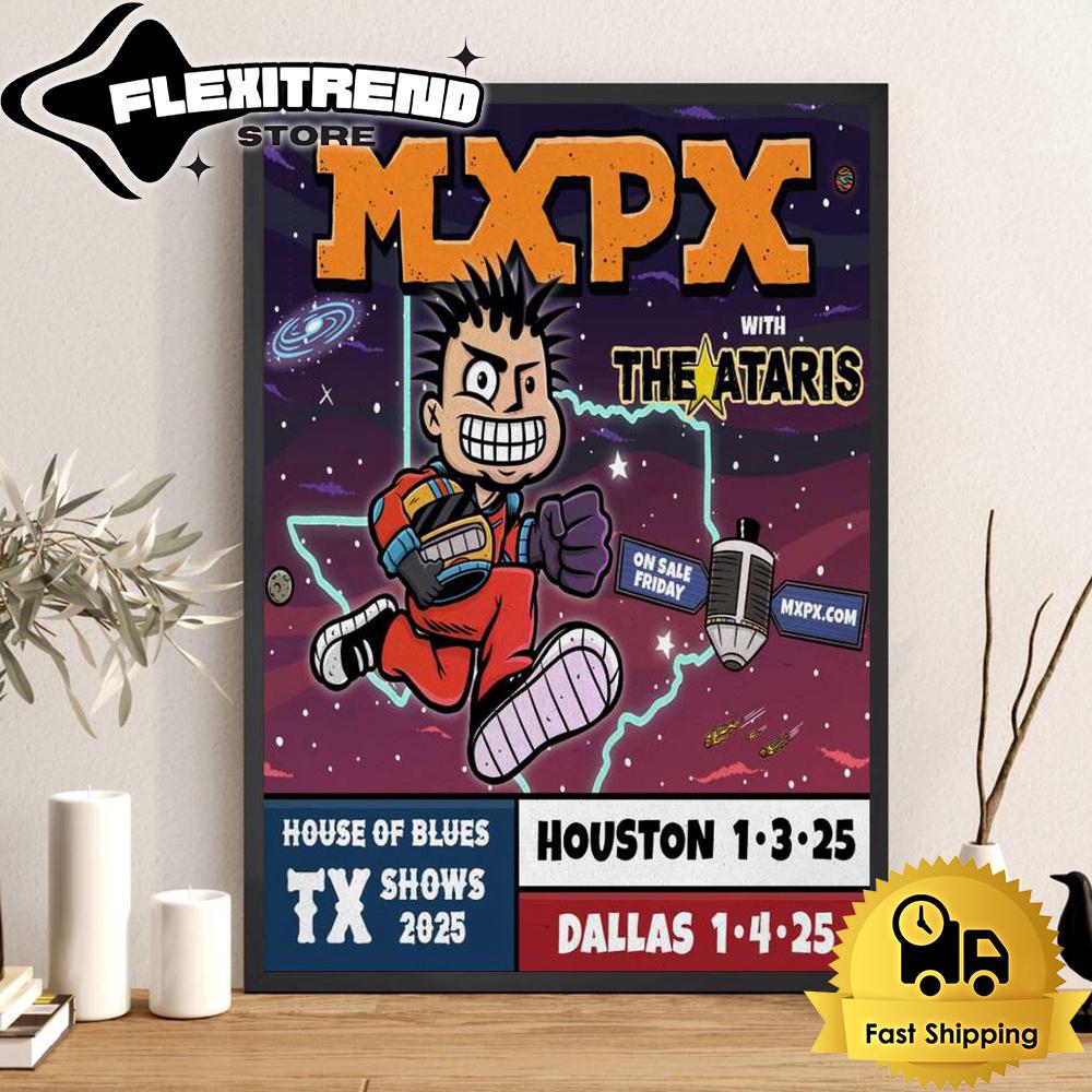 MxPx Tour At House Of Blues, Texas Shows 2025 Poster Canvas