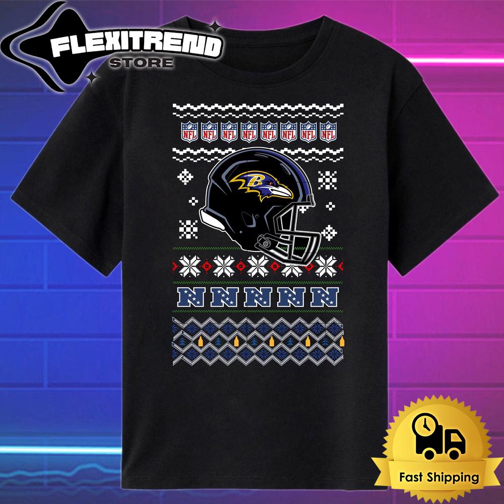 NFL Baltimore Ravens Helmet Christmas T Shirt