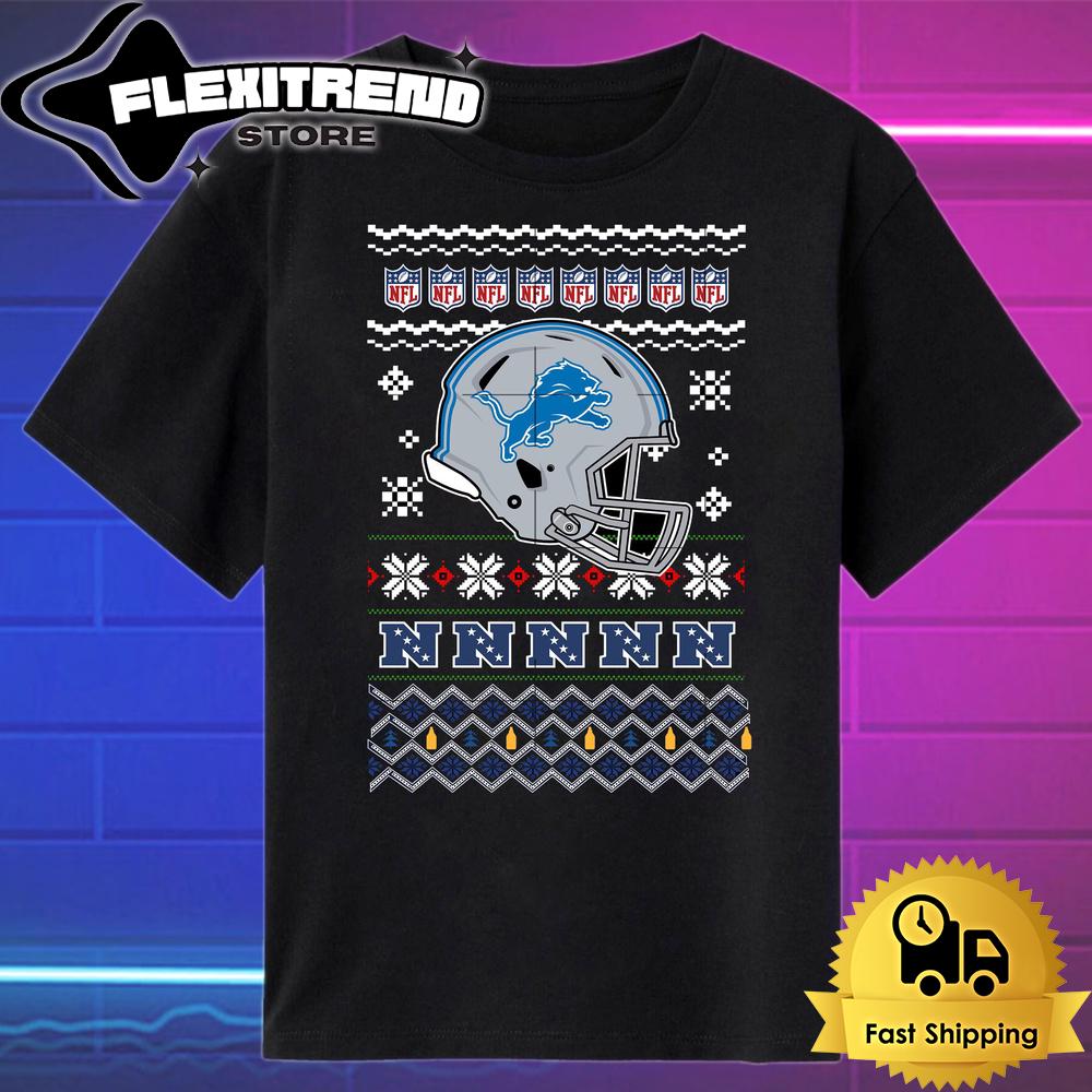 NFL Detroit Lions Helmet Christmas T Shirt