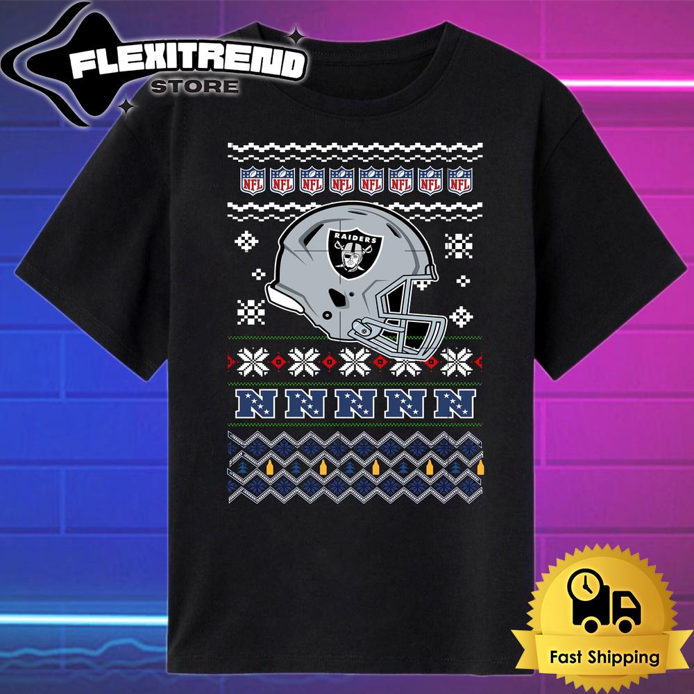 NFL Las Vegas Raiders Helmet Christmas T Shirt