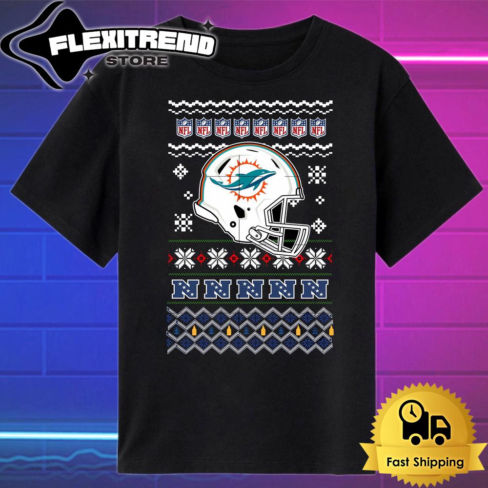 NFL Miami Dolphins Helmet Christmas T Shirt