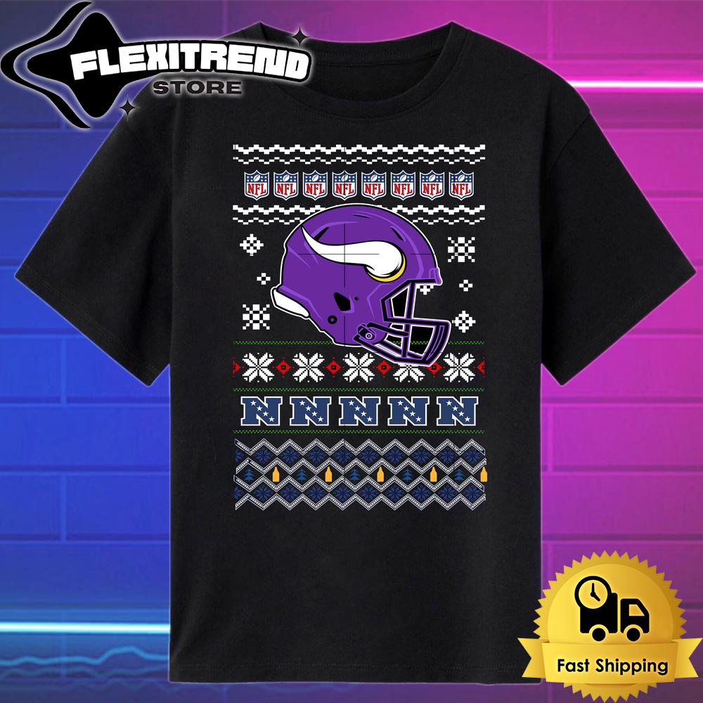 NFL Minnesota Vikings Helmet Christmas T Shirt