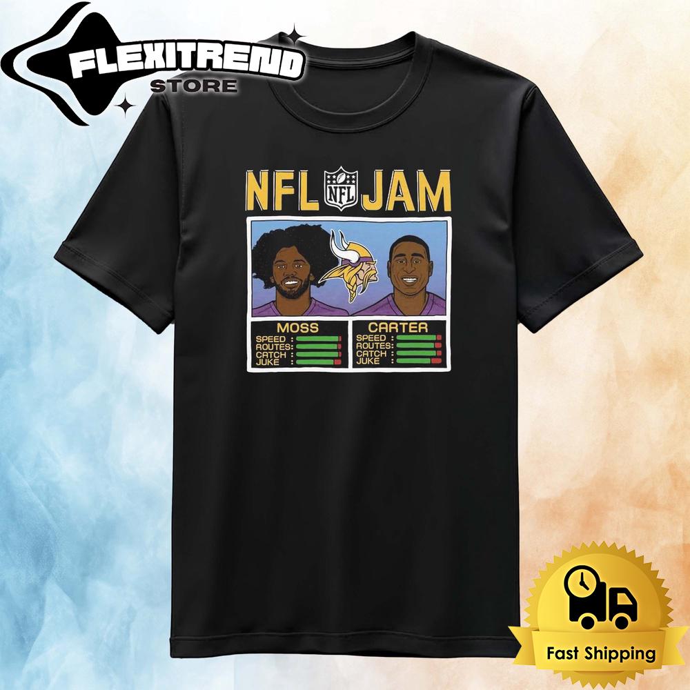 Randy Moss And Cris Carter Minnesota Vikings NFL Jam Retired T Shirt