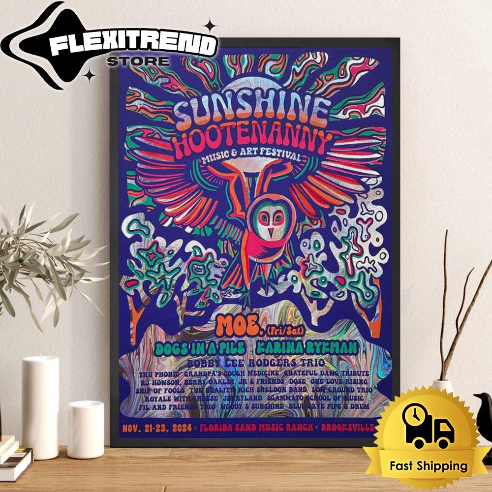 Sunshine Hootenanny Music And Art Festival Nov 21-23, 2024 Poster Canvas