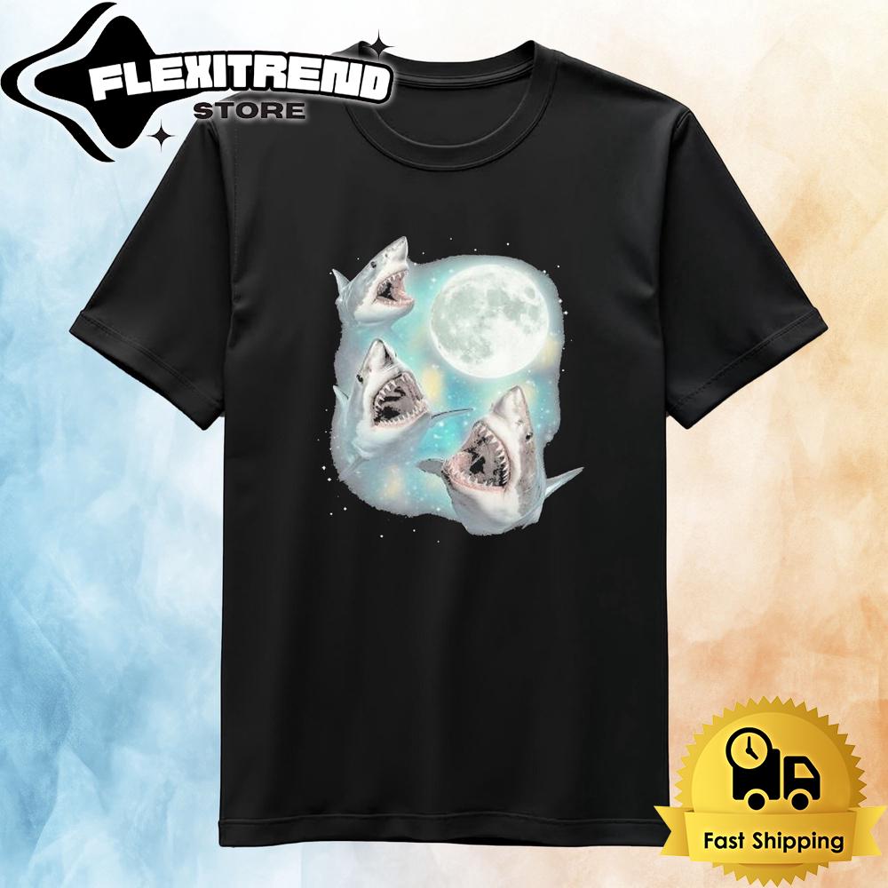 Three Sharks Moon T Shirt