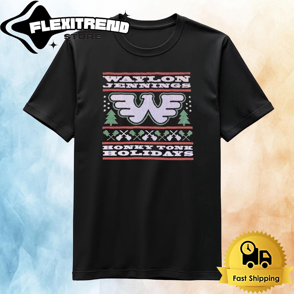 Waylon Jennings Honkey Tonk Holidays Christmas T Shirt