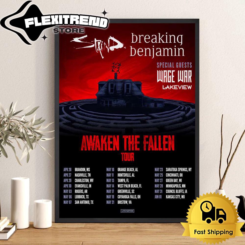 Wage War Awaken The Fallen Tour 2025 Poster Canvas